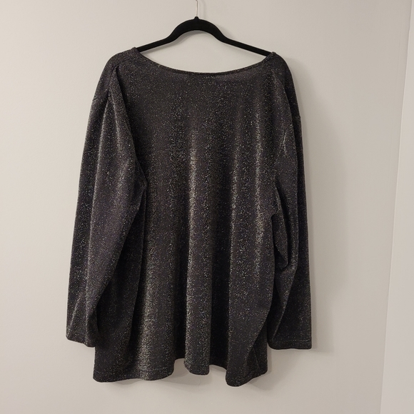 Vintage  Black and silver Metallic  Shimmer Festive Top Cardigan 4X - Picture 6 of 8